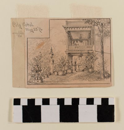 Disegno a matita del City Hotel a Boonville, MO di A.B. Greene da A.B. Greene